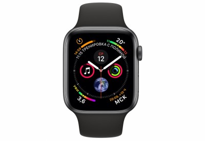 Apple Watch Series 5, 40 мм, корпус из алюминия цвета «серый космос», спортивный ремешок черного цвета